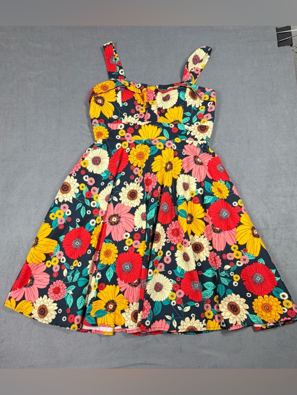 Eva Rose Fit and Flare Bright Multicolor Blooms Dress